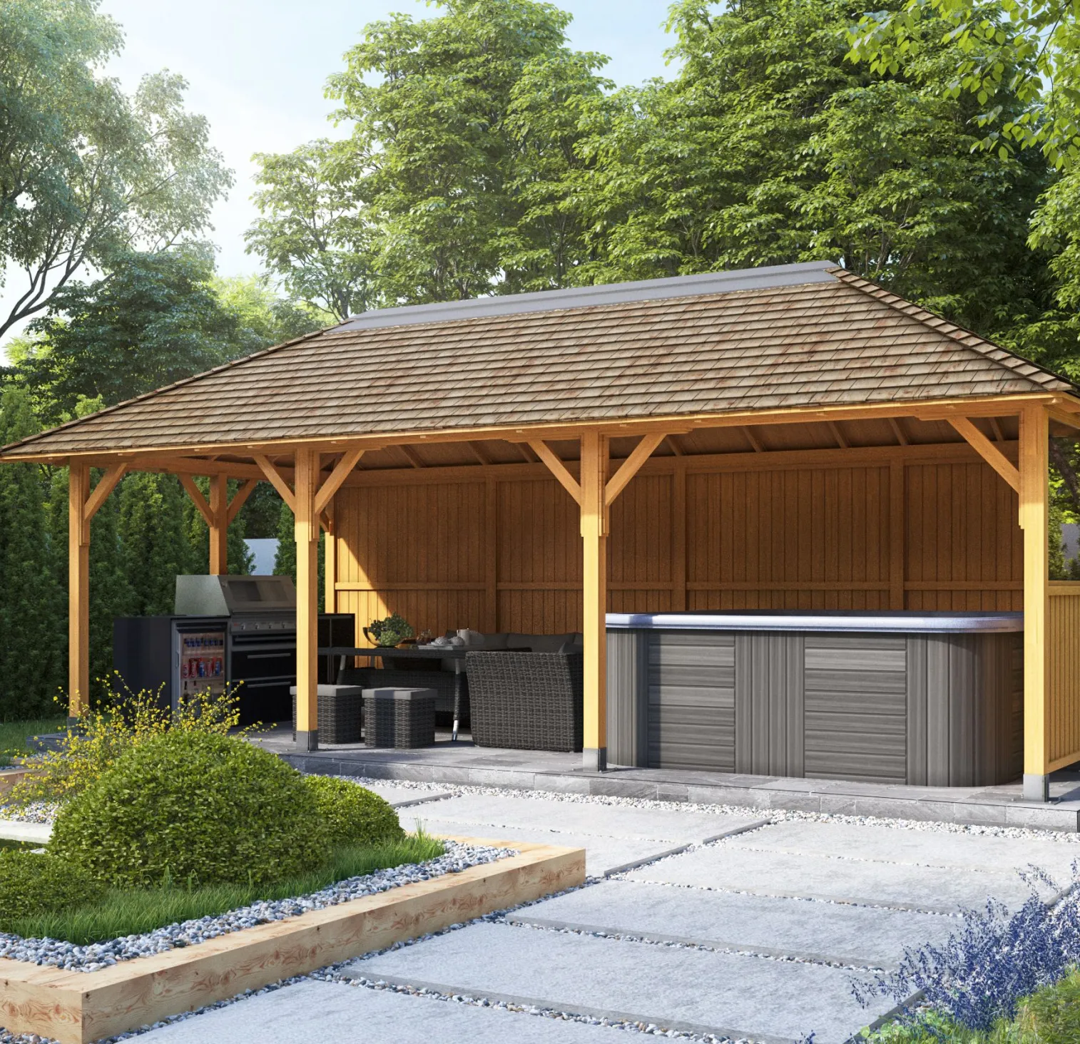 Wooden BBQ Shelters
