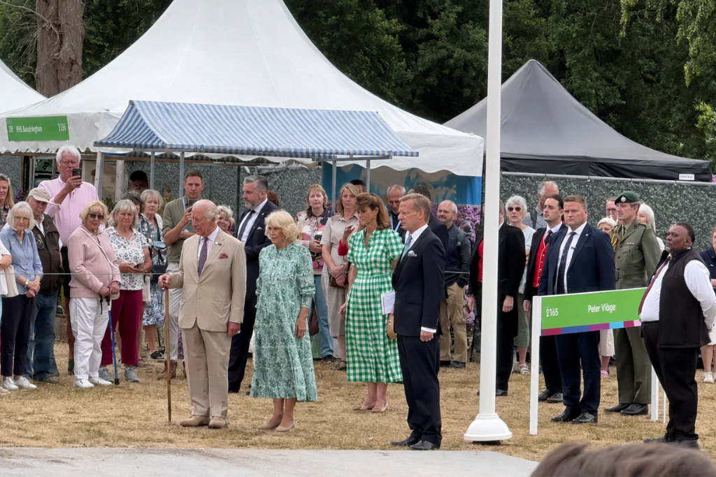 The King visits the Crown Pavilions stand at RHS Sandringham